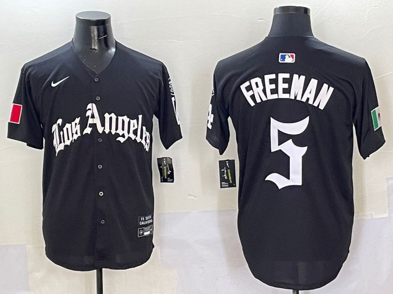 Men Los Angeles Dodgers #5 Freeman Black Five generations Joint Name 2025 Nike MLB Jersey style 1